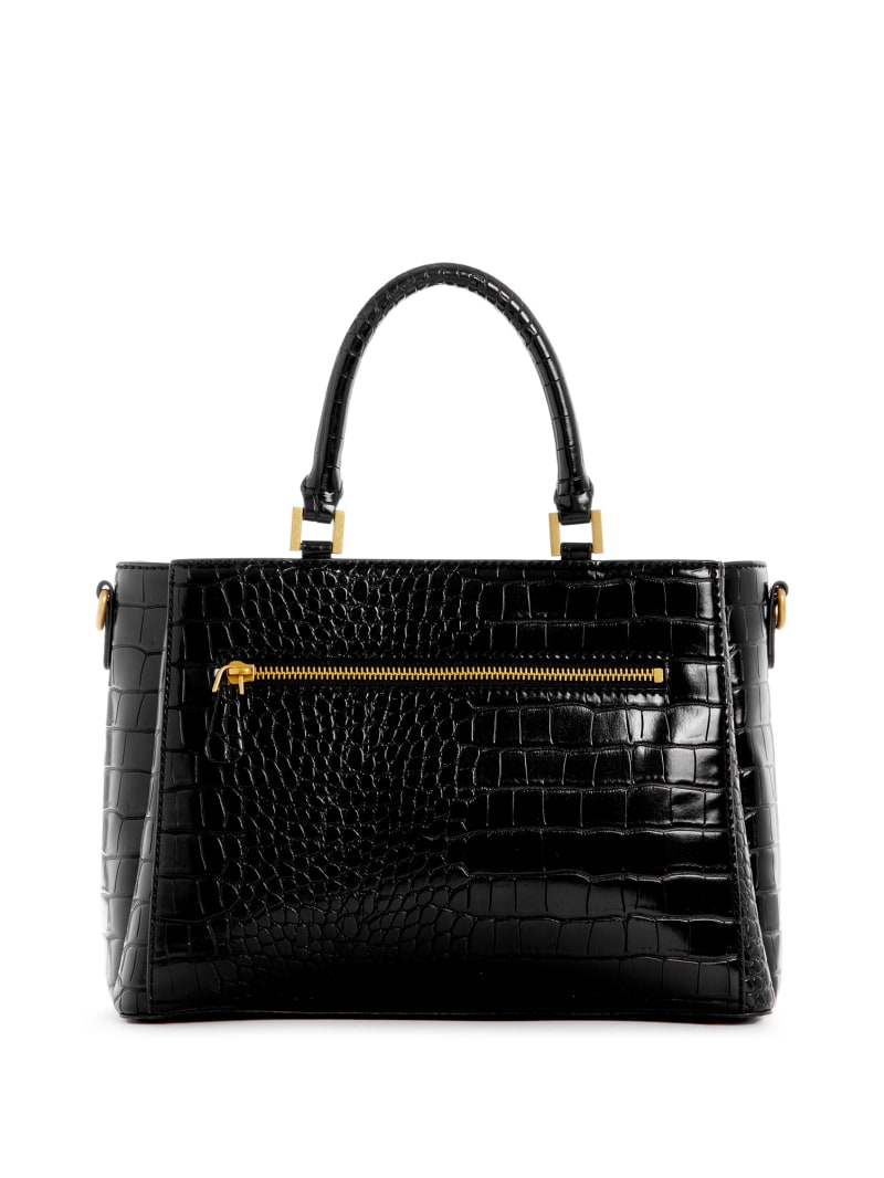 Guess James Croc Girlfriend Satchel - Black Floral Print Guess James Croc Girlfriend Satchel - Black Floral Print