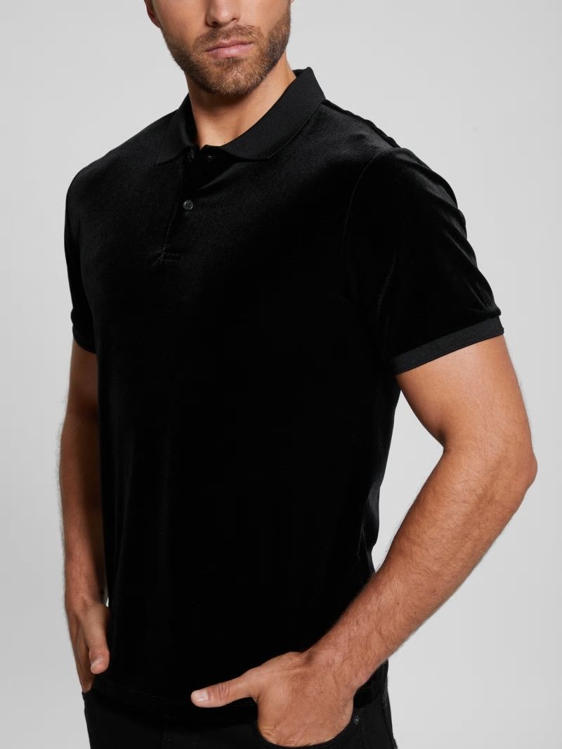 Guess Rio Liquid Velvet Polo - Black Guess Rio Liquid Velvet Polo - Black