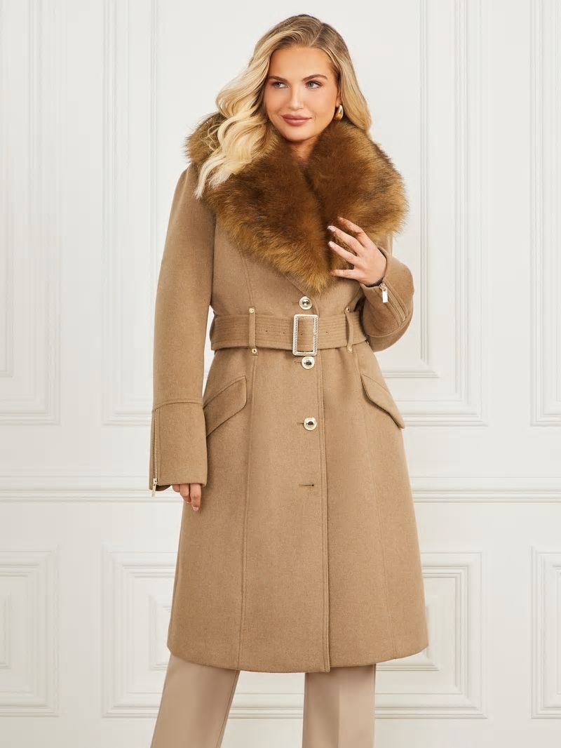 Guess Alice Wool-Blend Coat - Macchiato Multi Guess Alice Wool-Blend Coat - Macchiato Multi