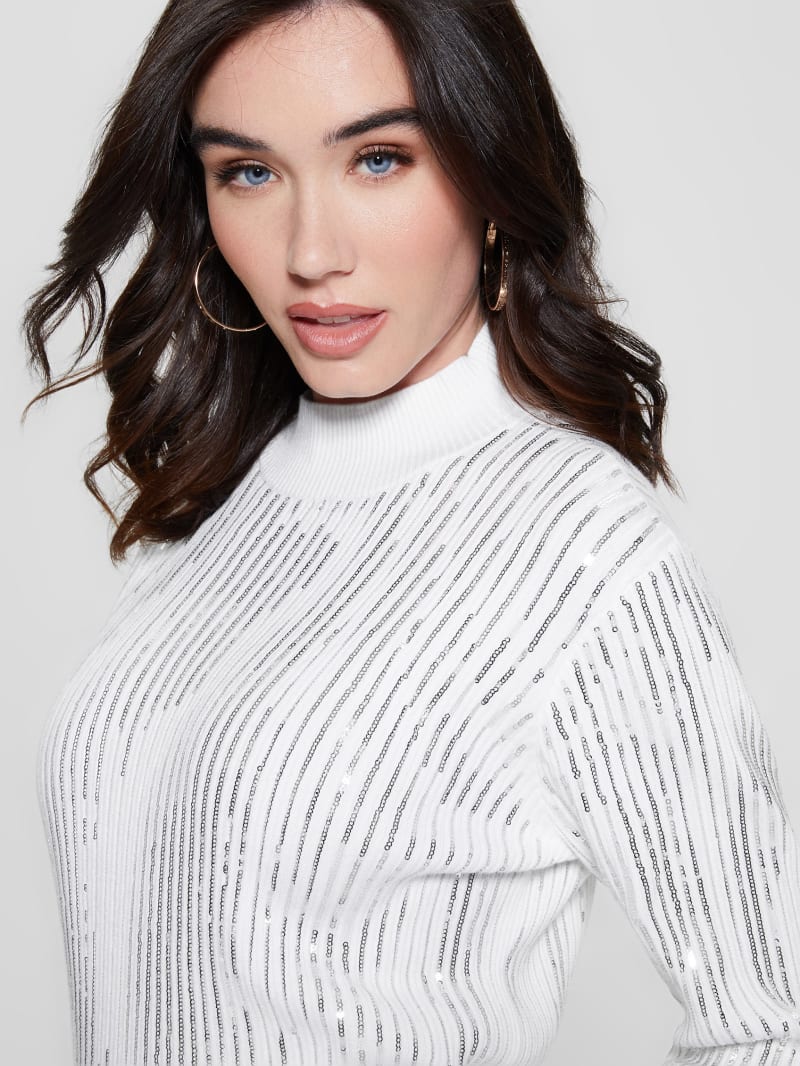 Guess Vivian Sequin Sweater - Pure White Guess Vivian Sequin Sweater - Pure White