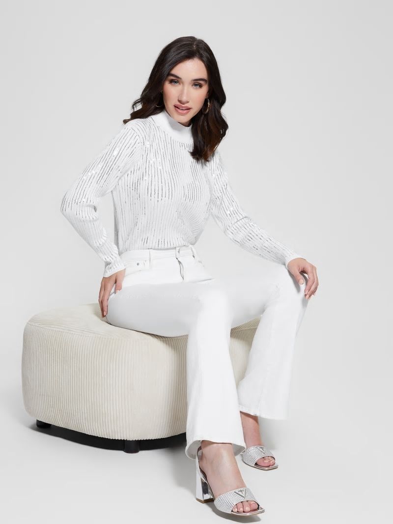 Guess Vivian Sequin Sweater - Pure White Guess Vivian Sequin Sweater - Pure White