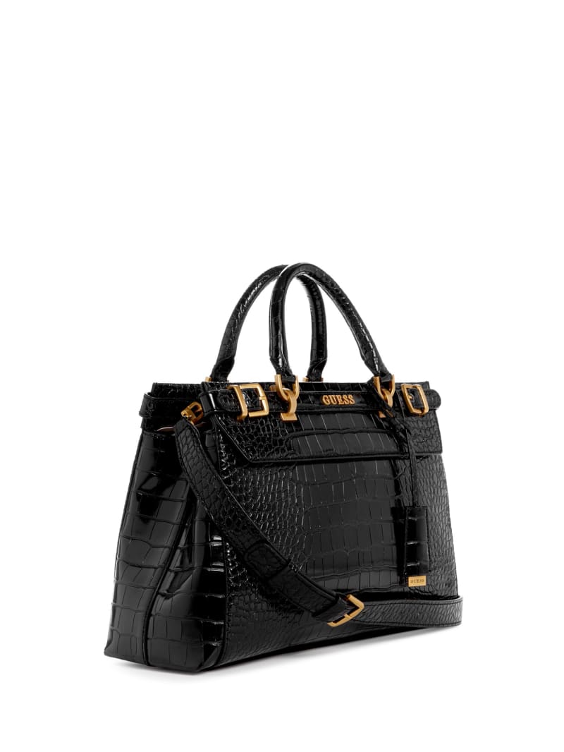 Guess Sestri Crocodile-Embossed Satchel - Black Guess Sestri Crocodile-Embossed Satchel - Black