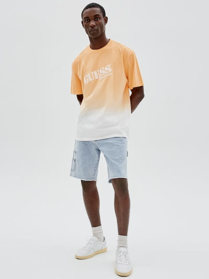 Guess GUESS Originals Dip-Dye Logo Tee - Orange Candy Multi Guess GUESS Originals Dip-Dye Logo Tee - Orange Candy Multi