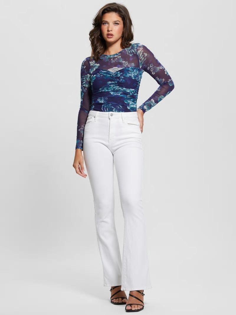 Guess Eco Brianne Mesh Bodysuit - Full Moon Blooms Print Guess Eco Brianne Mesh Bodysuit - Full Moon Blooms Print