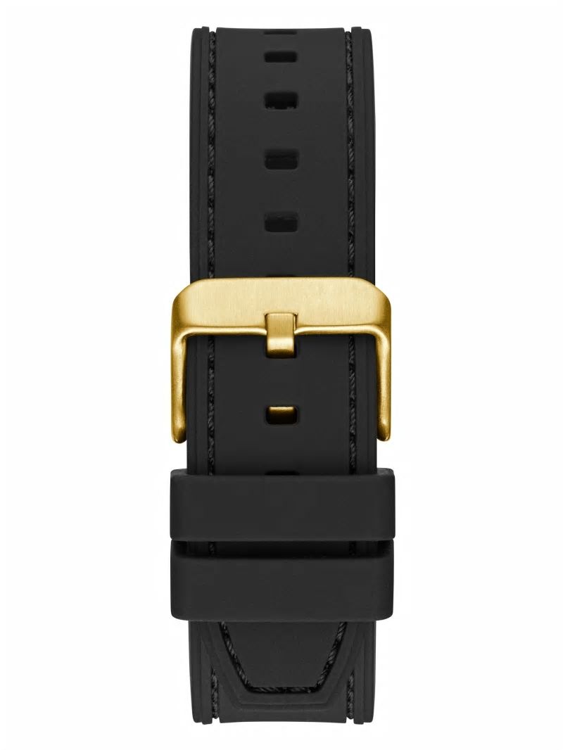 Guess Gold-Tone Translucent Dial Multifunction Watch - Black Guess Gold-Tone Translucent Dial Multifunction Watch - Black