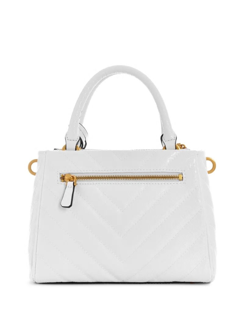 Guess Jania Quilted Small Girlfriend Satchel - White Guess Jania Quilted Small Girlfriend Satchel - White