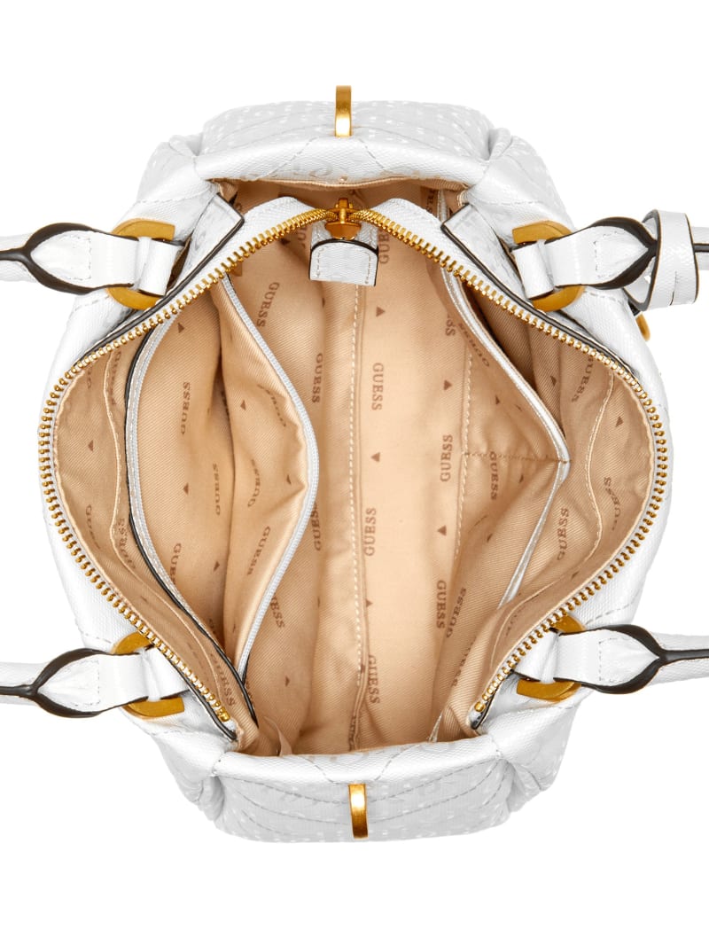 Guess Jania Quilted Small Girlfriend Satchel - White Guess Jania Quilted Small Girlfriend Satchel - White