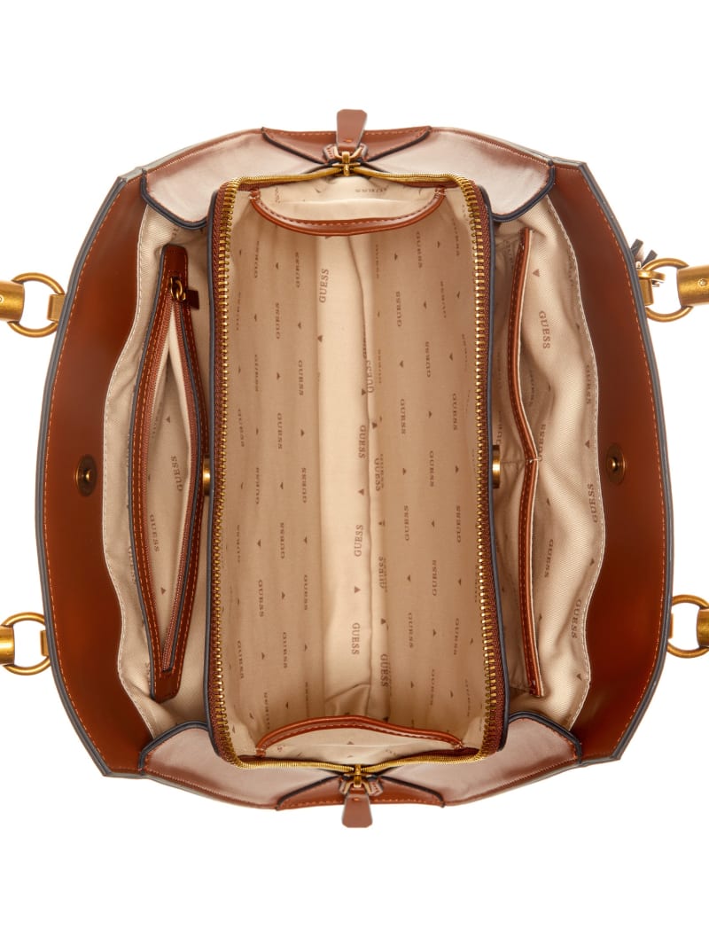Guess Stephi Bamboo Handle Satchel - Cognac Guess Stephi Bamboo Handle Satchel - Cognac