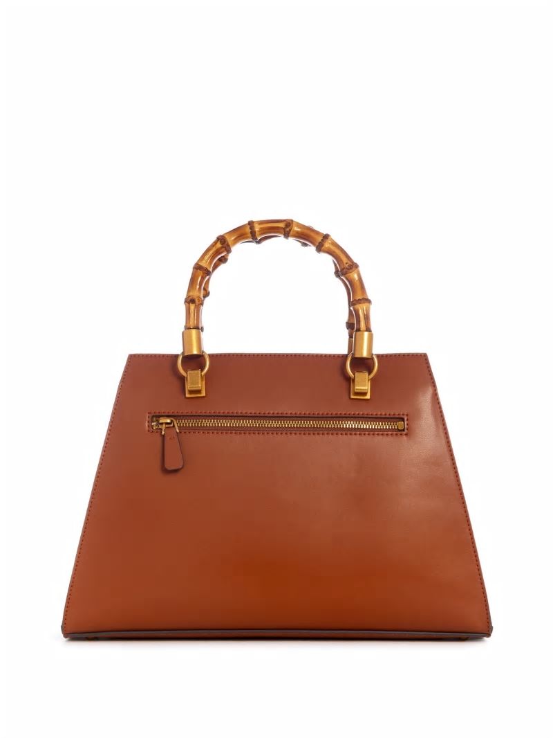 Guess Stephi Bamboo Handle Satchel - Cognac Guess Stephi Bamboo Handle Satchel - Cognac