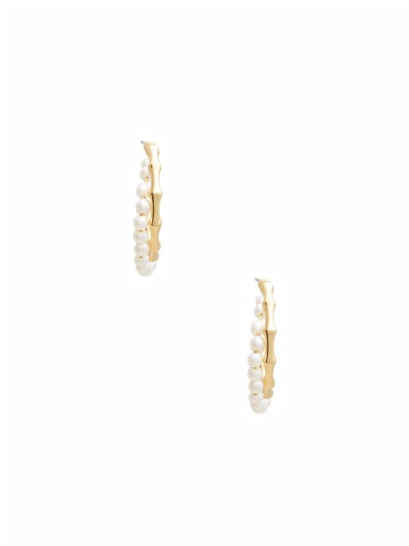 Guess 14K Gold-Tone and Pearl Hoop Earrings - Gold Guess 14K Gold-Tone and Pearl Hoop Earrings - Gold