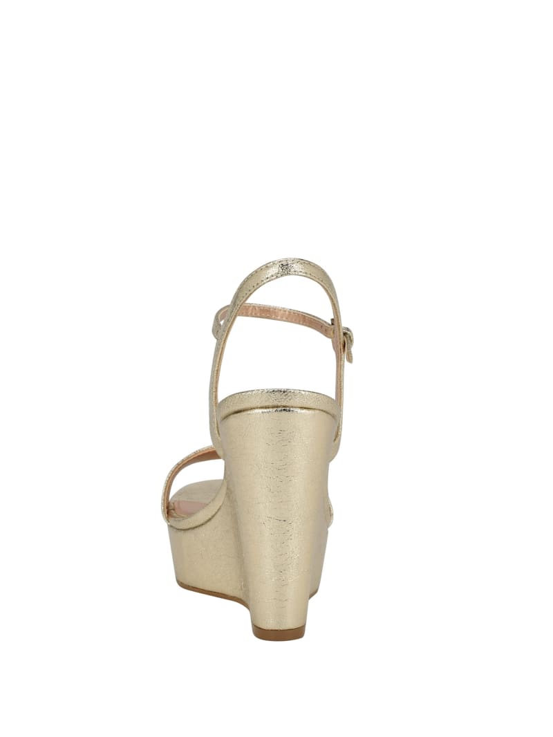 Guess Himifa Shimmer Metallic G Wedge Sandals - Gold Guess Himifa Shimmer Metallic G Wedge Sandals - Gold