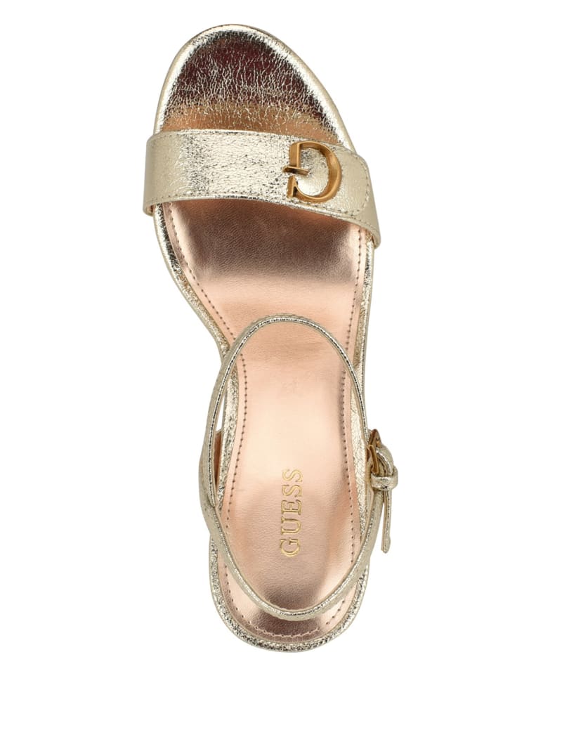 Guess Himifa Shimmer Metallic G Wedge Sandals - Gold Guess Himifa Shimmer Metallic G Wedge Sandals - Gold