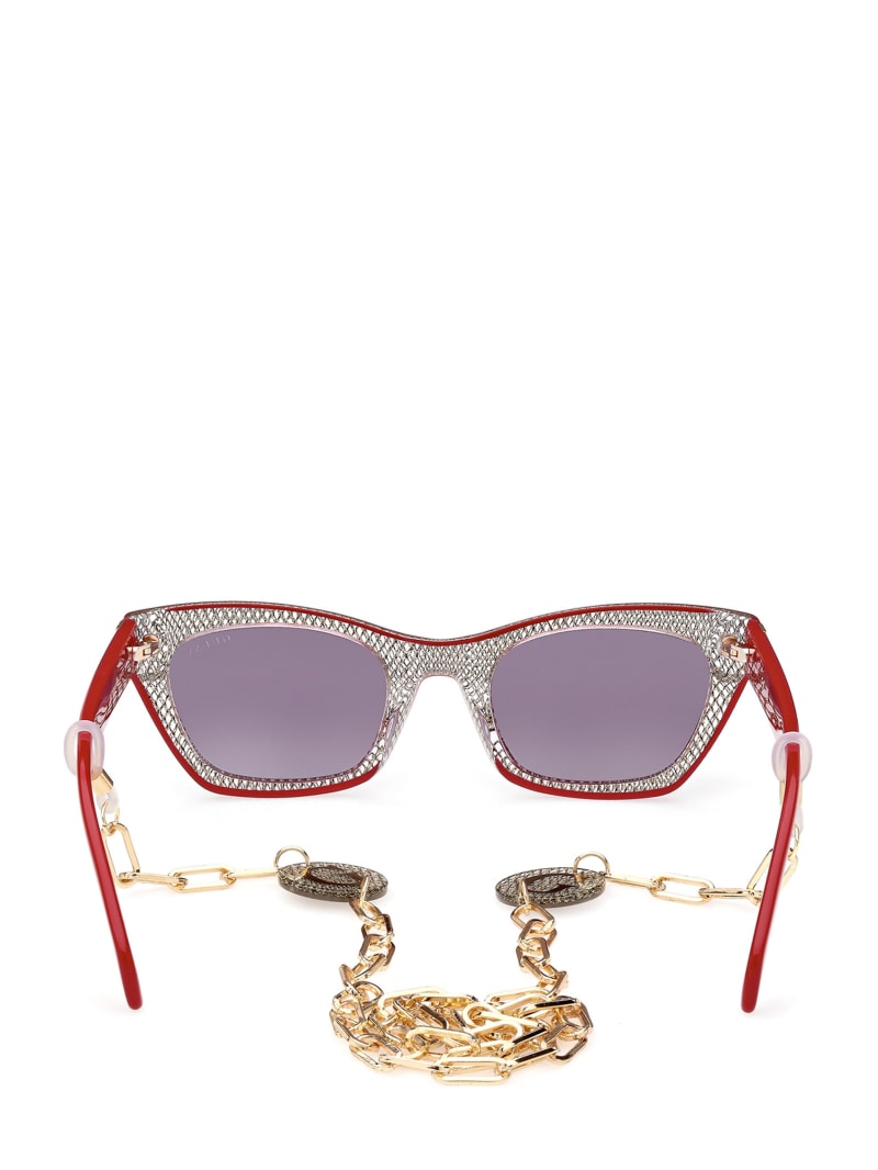 Guess Metallic Plastic Cat-Eye Sunglasses - Red Guess Metallic Plastic Cat-Eye Sunglasses - Red