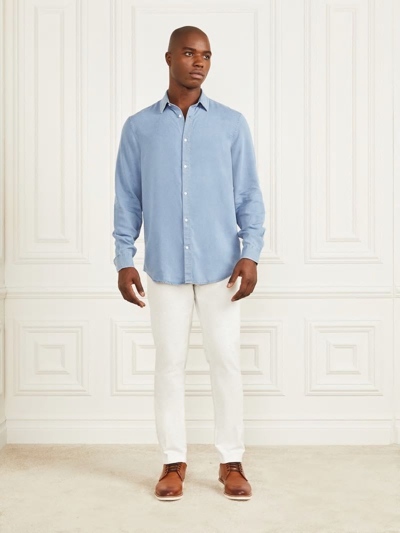 Guess Joe Notched Cuff Shirt - Light Wash. Guess Joe Notched Cuff Shirt - Light Wash.