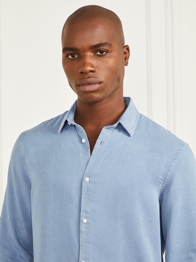 Guess Joe Notched Cuff Shirt - Light Wash. Guess Joe Notched Cuff Shirt - Light Wash.