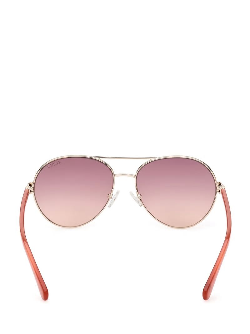 Guess Gold-Tone Aviator Sunglasses - Gold W/ Pink Guess Gold-Tone Aviator Sunglasses - Gold W/ Pink