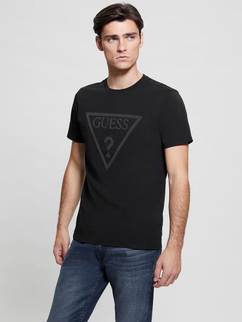 Guess Eco Embroidered Logo Tee - Black Guess Eco Embroidered Logo Tee - Black