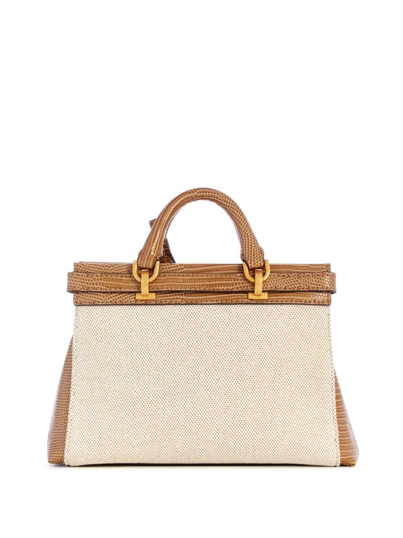 Guess Sestri Canvas Mini Satchel - Natural/Camel Guess Sestri Canvas Mini Satchel - Natural/Camel