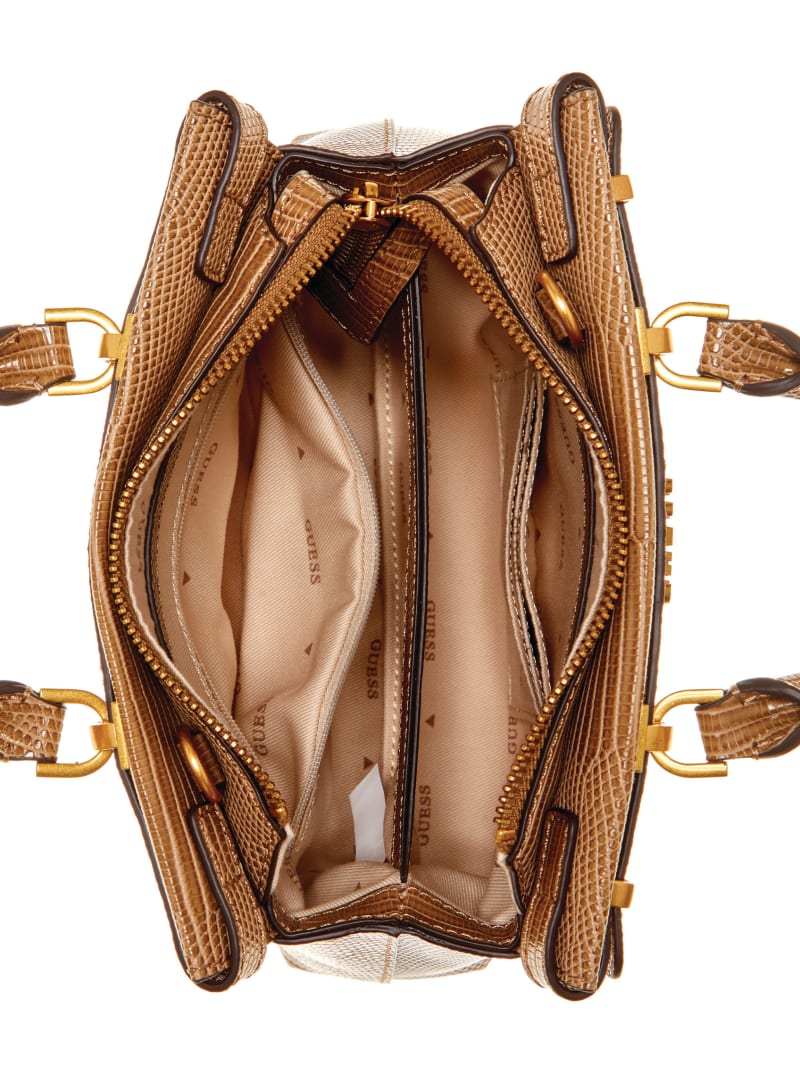 Guess Sestri Canvas Mini Satchel - Natural/Camel Guess Sestri Canvas Mini Satchel - Natural/Camel