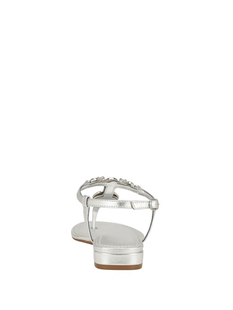 Guess Jiarella T-Strap Signature Sandal - Silver 040 Guess Jiarella T-Strap Signature Sandal - Silver 040
