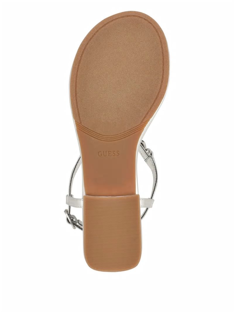 Guess Jiarella T-Strap Signature Sandal - Silver 040 Guess Jiarella T-Strap Signature Sandal - Silver 040