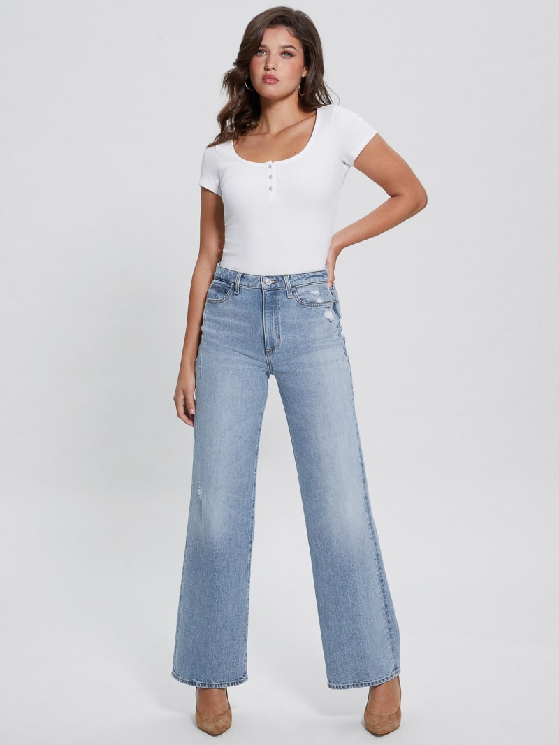 Guess Eco Karlee Henley Tee - Pure White Guess Eco Karlee Henley Tee - Pure White