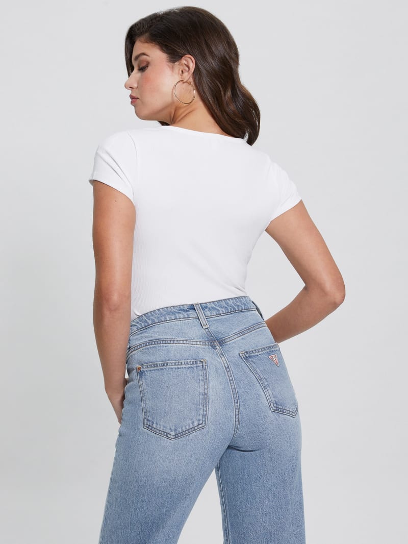 Guess Eco Karlee Henley Tee - Pure White Guess Eco Karlee Henley Tee - Pure White