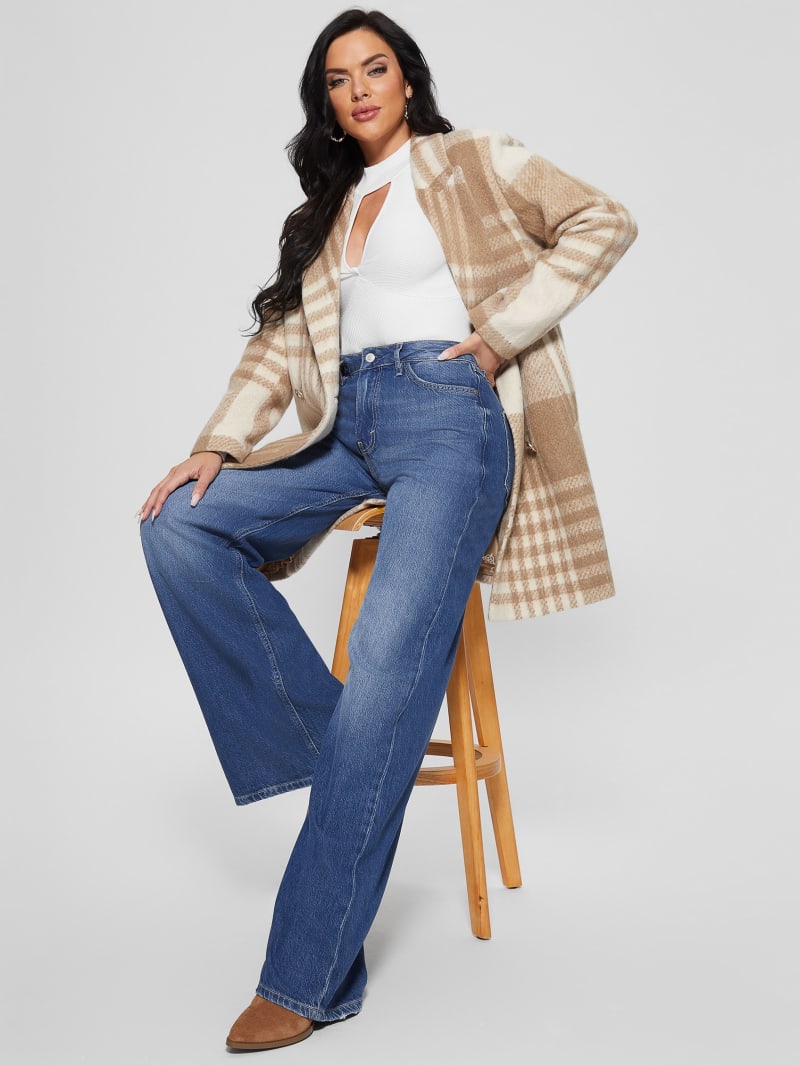 Guess Ramona Plaid Coat - Camel Check Guess Ramona Plaid Coat - Camel Check