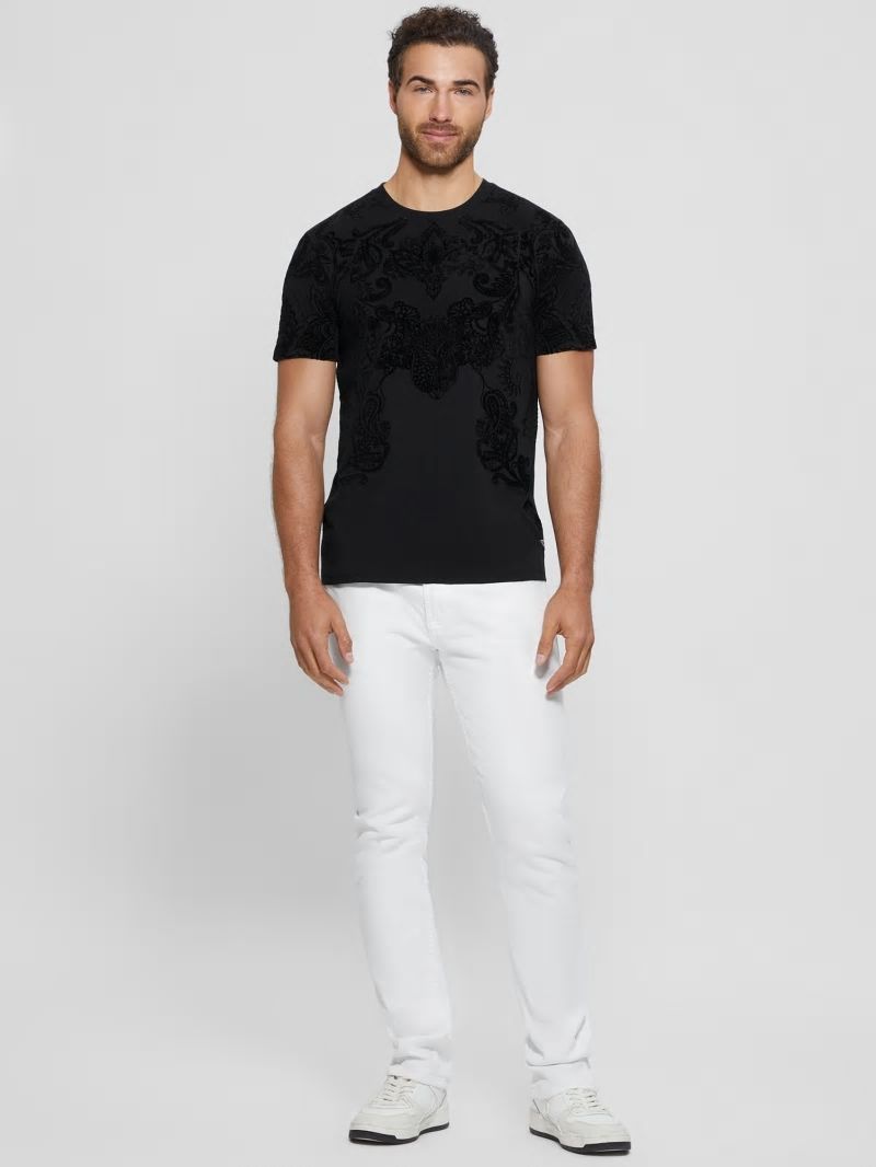 Guess Flocked Paisley Tee - Black Guess Flocked Paisley Tee - Black