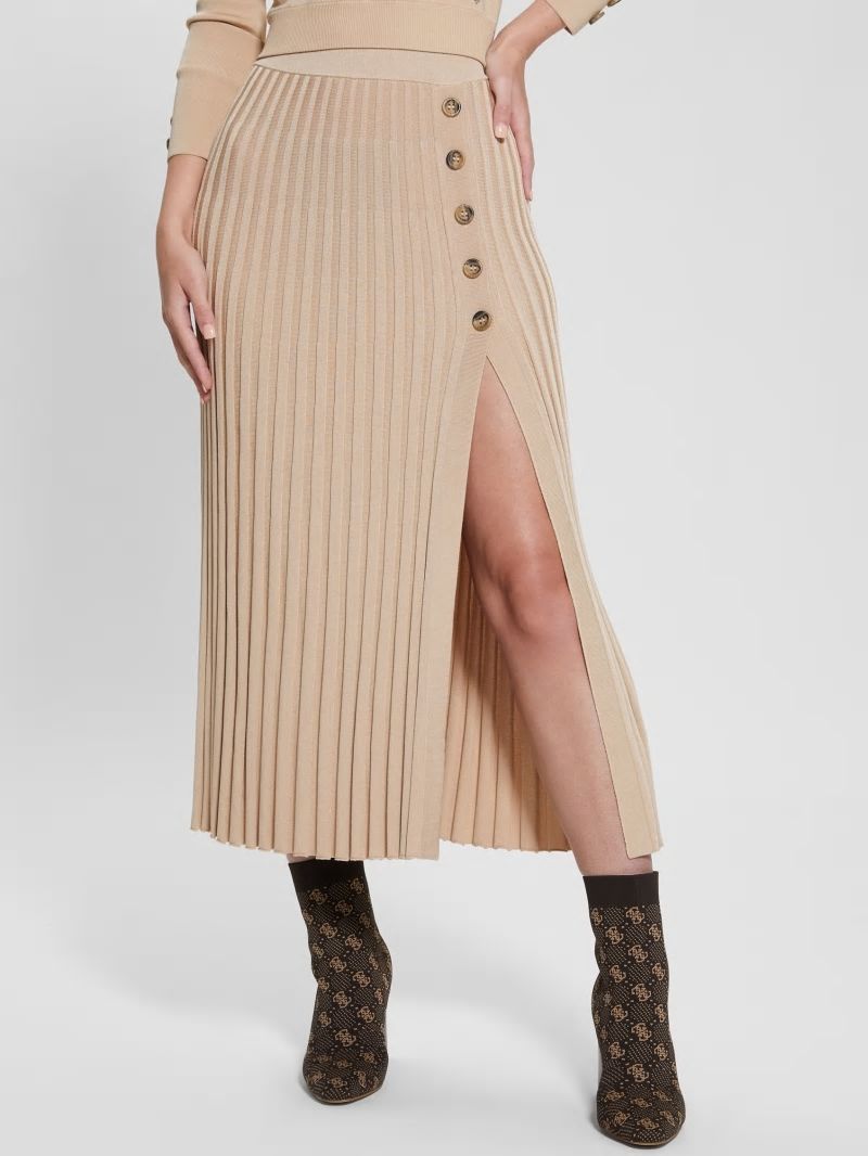 Guess Shopie Pleated Sweater Skirt - Foamy Taupe Guess Shopie Pleated Sweater Skirt - Foamy Taupe
