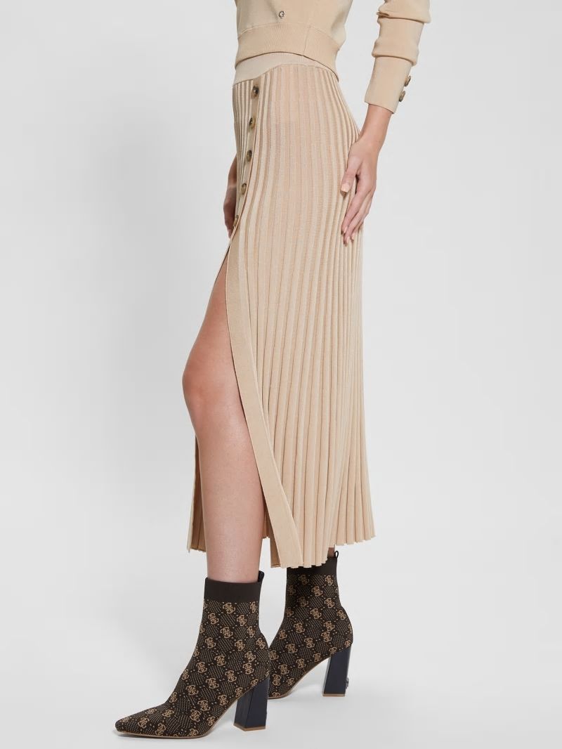 Guess Shopie Pleated Sweater Skirt - Foamy Taupe Guess Shopie Pleated Sweater Skirt - Foamy Taupe
