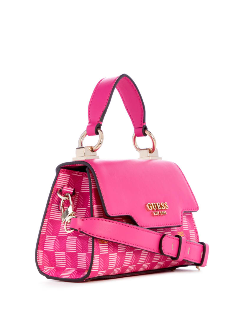 Guess Hallie Mini Fold-Over Flap Bag - Fuchsia Logo Guess Hallie Mini Fold-Over Flap Bag - Fuchsia Logo