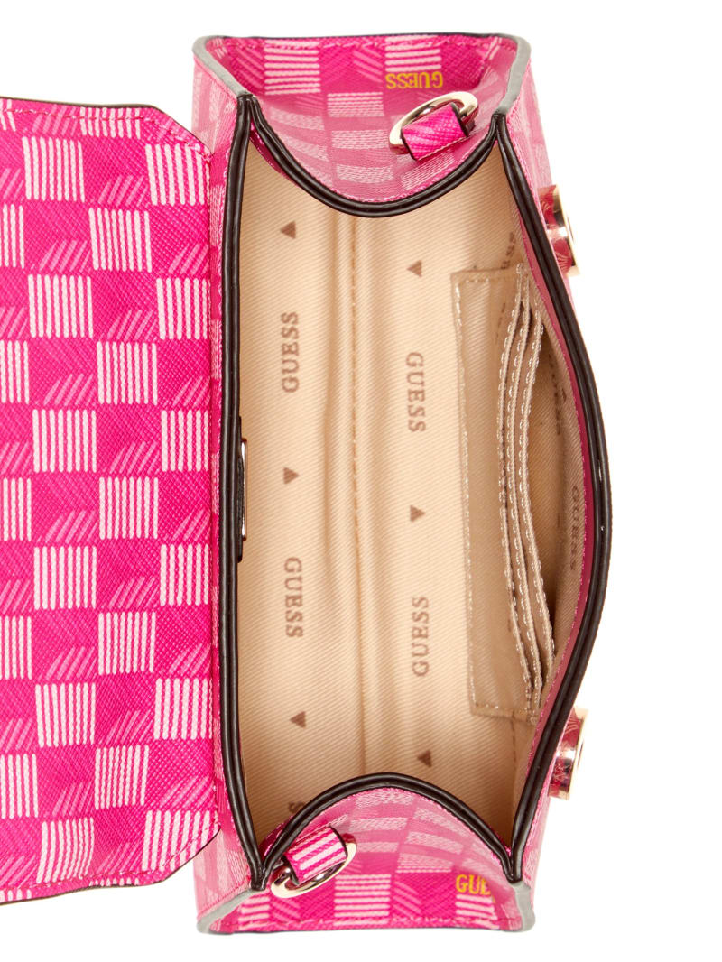 Guess Hallie Mini Fold-Over Flap Bag - Fuchsia Logo Guess Hallie Mini Fold-Over Flap Bag - Fuchsia Logo