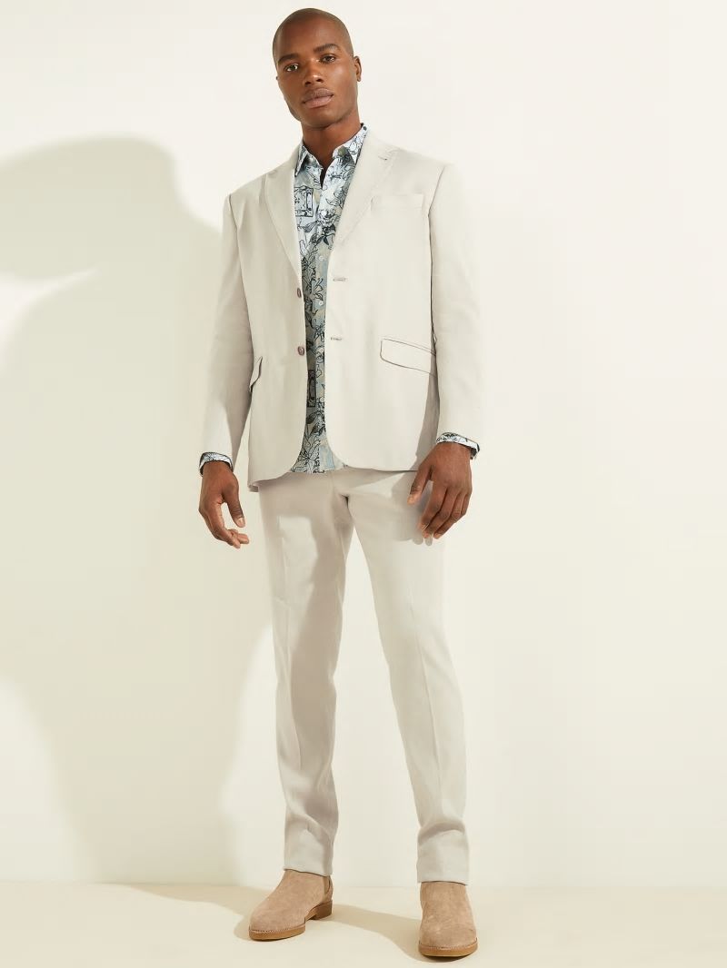 Guess Linen-Blend Single Breasted Blazer - Hazel Wood Guess Linen-Blend Single Breasted Blazer - Hazel Wood