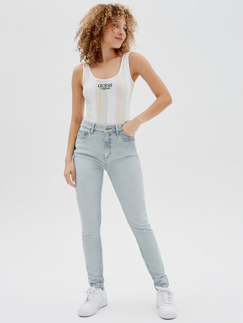 Guess GUESS Originals Vertical Striped Bodysuit - Pure White Multi Guess GUESS Originals Vertical Striped Bodysuit - Pure White Multi