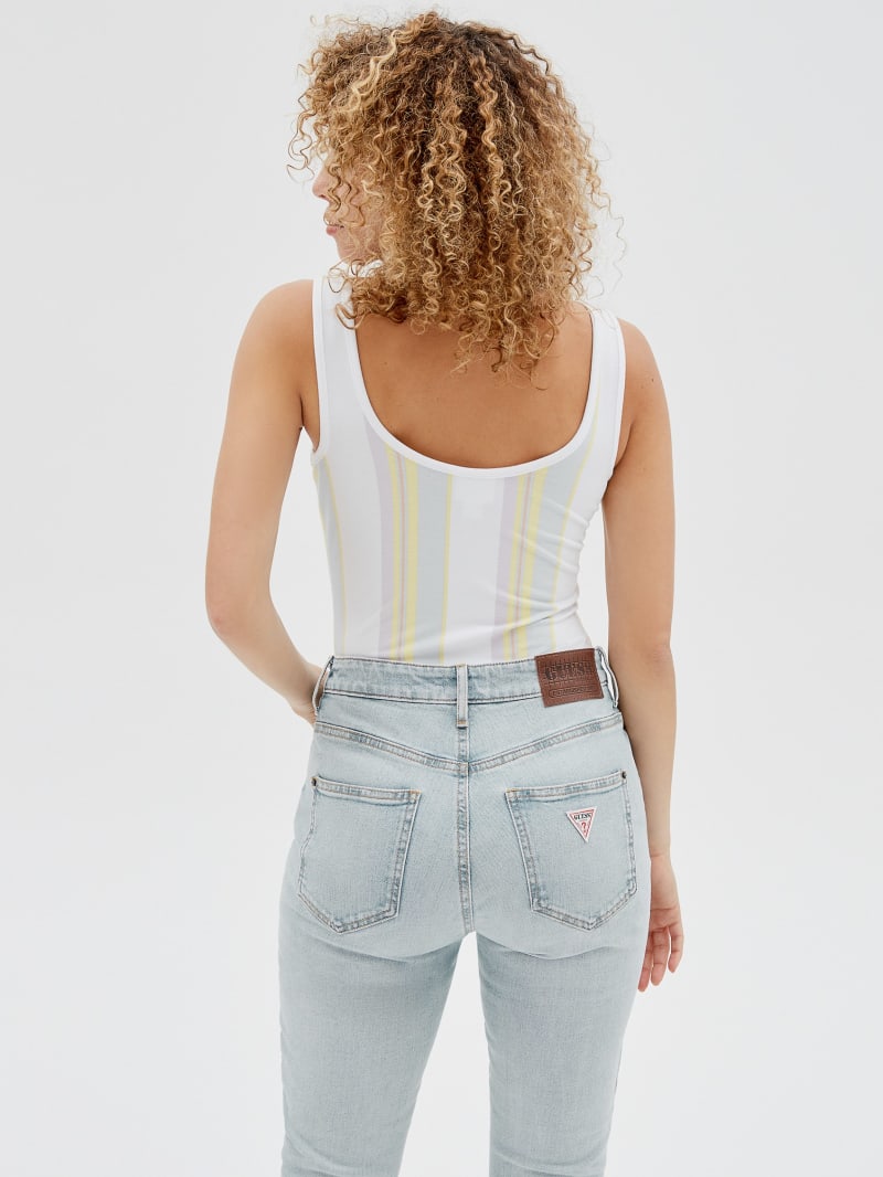 Guess GUESS Originals Vertical Striped Bodysuit - Pure White Multi Guess GUESS Originals Vertical Striped Bodysuit - Pure White Multi