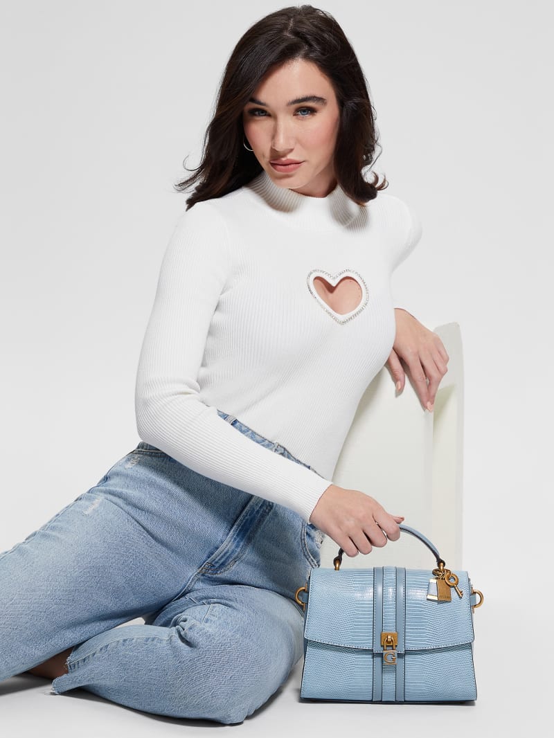 Guess Ginevra Textured Top Handle Crossbody - Light Denim Guess Ginevra Textured Top Handle Crossbody - Light Denim