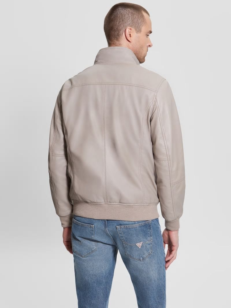 Guess Soft Leather Jacket - Pasadena Stone Guess Soft Leather Jacket - Pasadena Stone