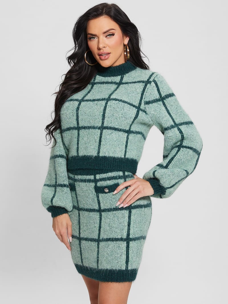 Guess Nadia Plaid Sweater - Green Check Guess Nadia Plaid Sweater - Green Check