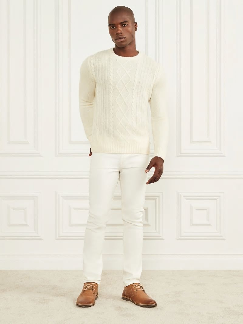 Guess Cashmere Crewneck Sweater - Creme Brulee Guess Cashmere Crewneck Sweater - Creme Brulee