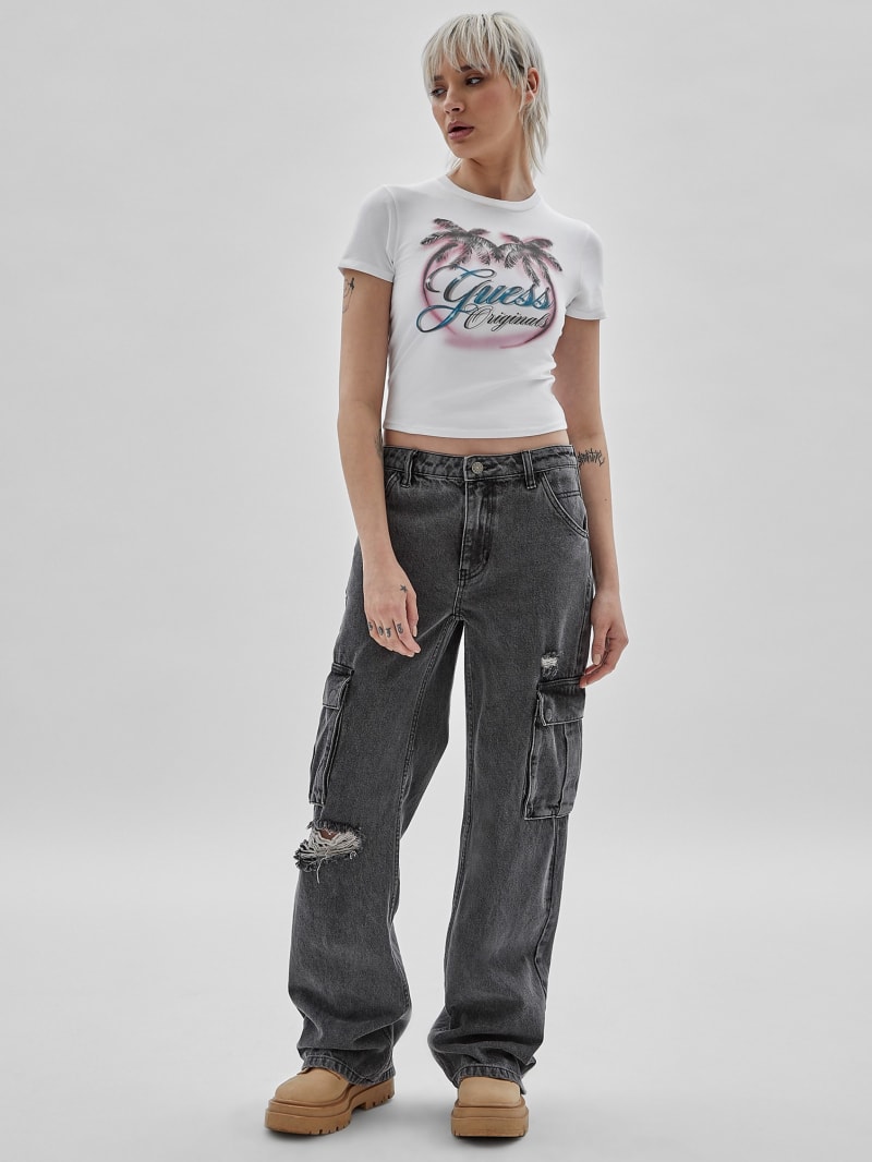 Guess GUESS Originals Eco Palm Baby Tee - Pure White Guess GUESS Originals Eco Palm Baby Tee - Pure White
