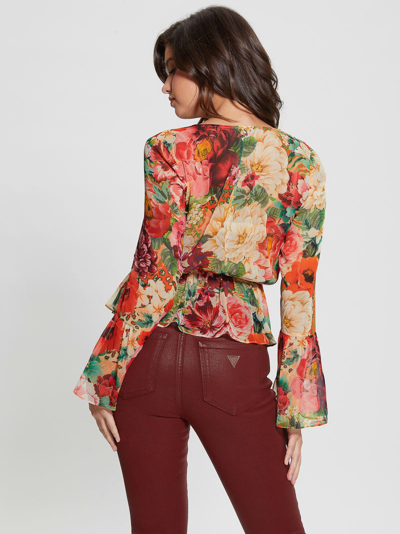 Guess Eco Demi Lace-Up Top - Peony Animal Print Guess Eco Demi Lace-Up Top - Peony Animal Print