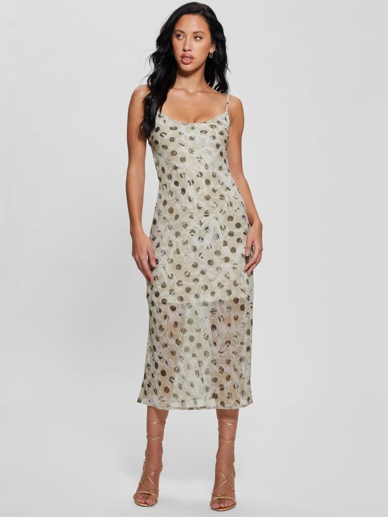 Guess Akilina Printed Midi Dress - Sandy Polka Dots Guess Akilina Printed Midi Dress - Sandy Polka Dots