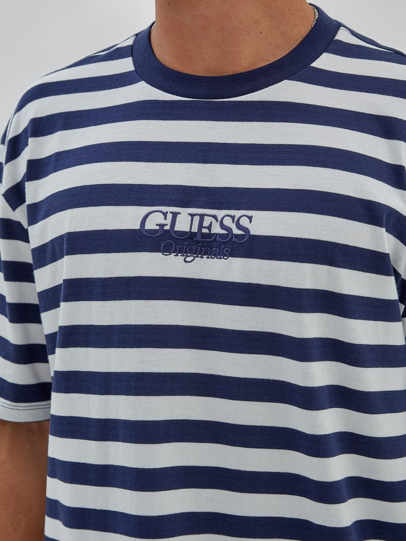 Guess GUESS Originals Eco Simple Stripe Tee - Cave Blue Multi Guess GUESS Originals Eco Simple Stripe Tee - Cave Blue Multi