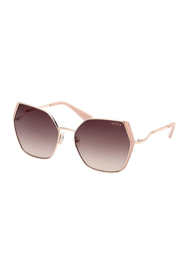 Guess Oversized Metal Geometric Sunglasses - Rosegold Guess Oversized Metal Geometric Sunglasses - Rosegold