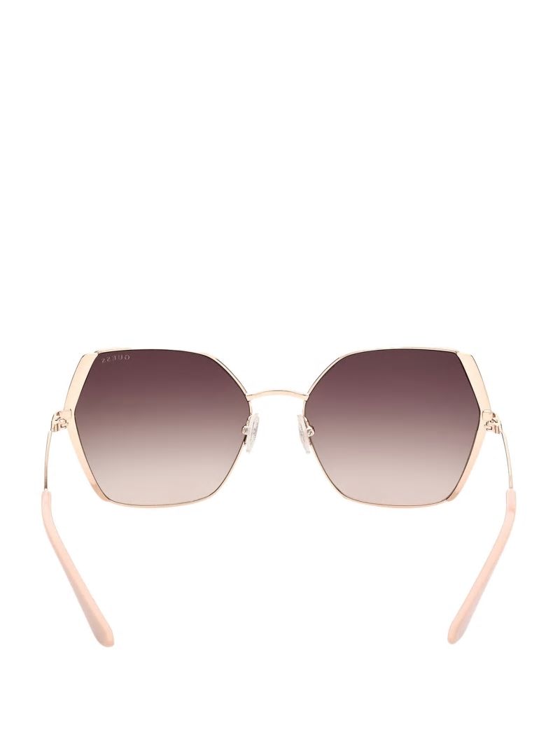 Guess Oversized Metal Geometric Sunglasses - Rosegold Guess Oversized Metal Geometric Sunglasses - Rosegold