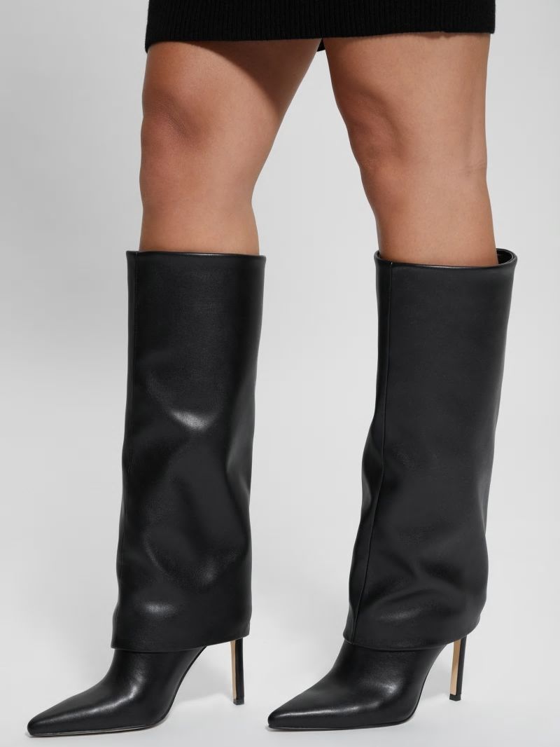 Guess Sabola Fold-Over Knee-High Boots - Black 002 Guess Sabola Fold-Over Knee-High Boots - Black 002