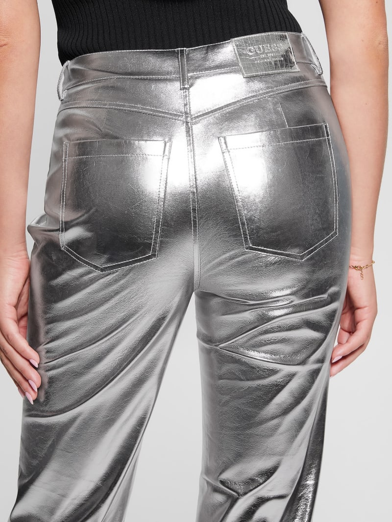 Guess Ambra Metallic Faux-Leather Pants - Metallic Silver Guess Ambra Metallic Faux-Leather Pants - Metallic Silver