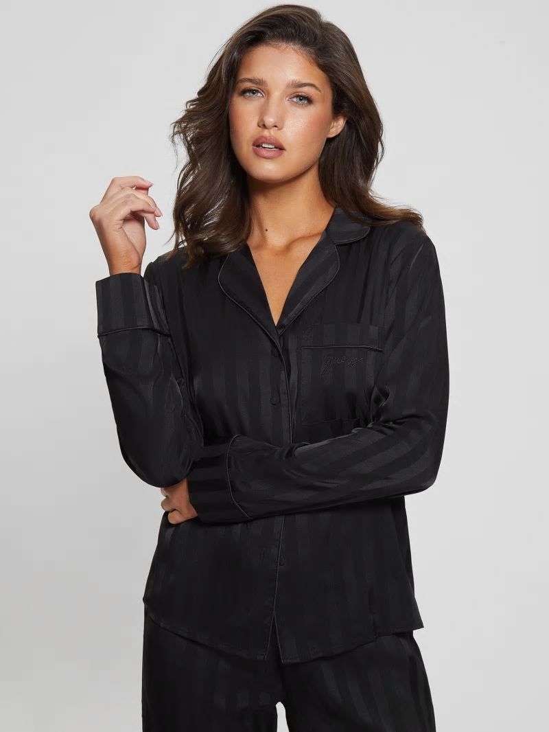 Guess Eco Susan Long Pajama Set - Black Guess Eco Susan Long Pajama Set - Black