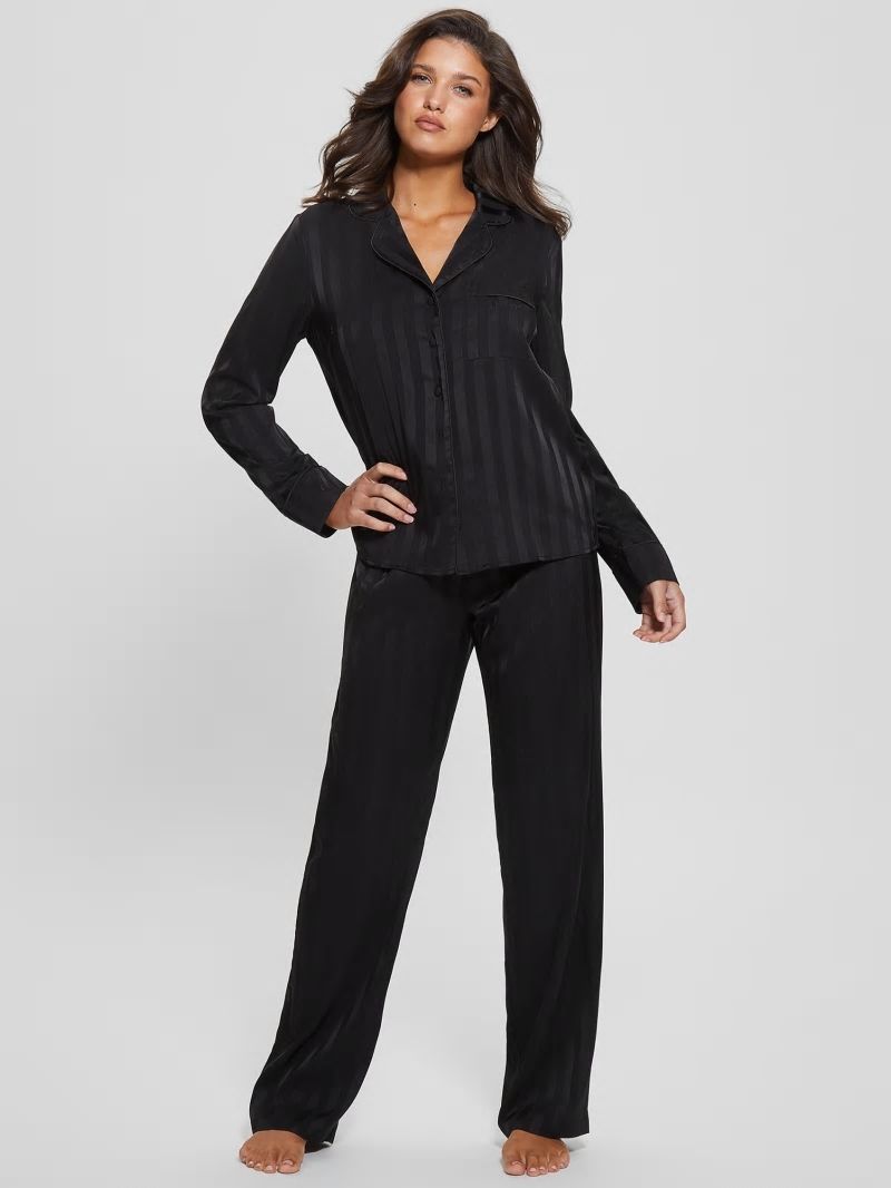 Guess Eco Susan Long Pajama Set - Black Guess Eco Susan Long Pajama Set - Black